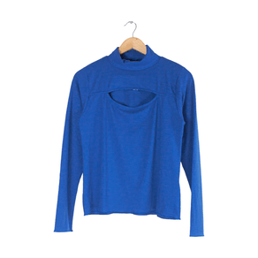 Blusa Plus Size em Malha Canelada Azul G1
