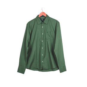 Camisa Manga Longa Viscolinho Liso Verde M0