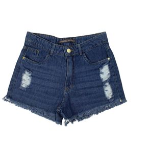 Short Jeans Desfiado Feminino Azul Marinho 38